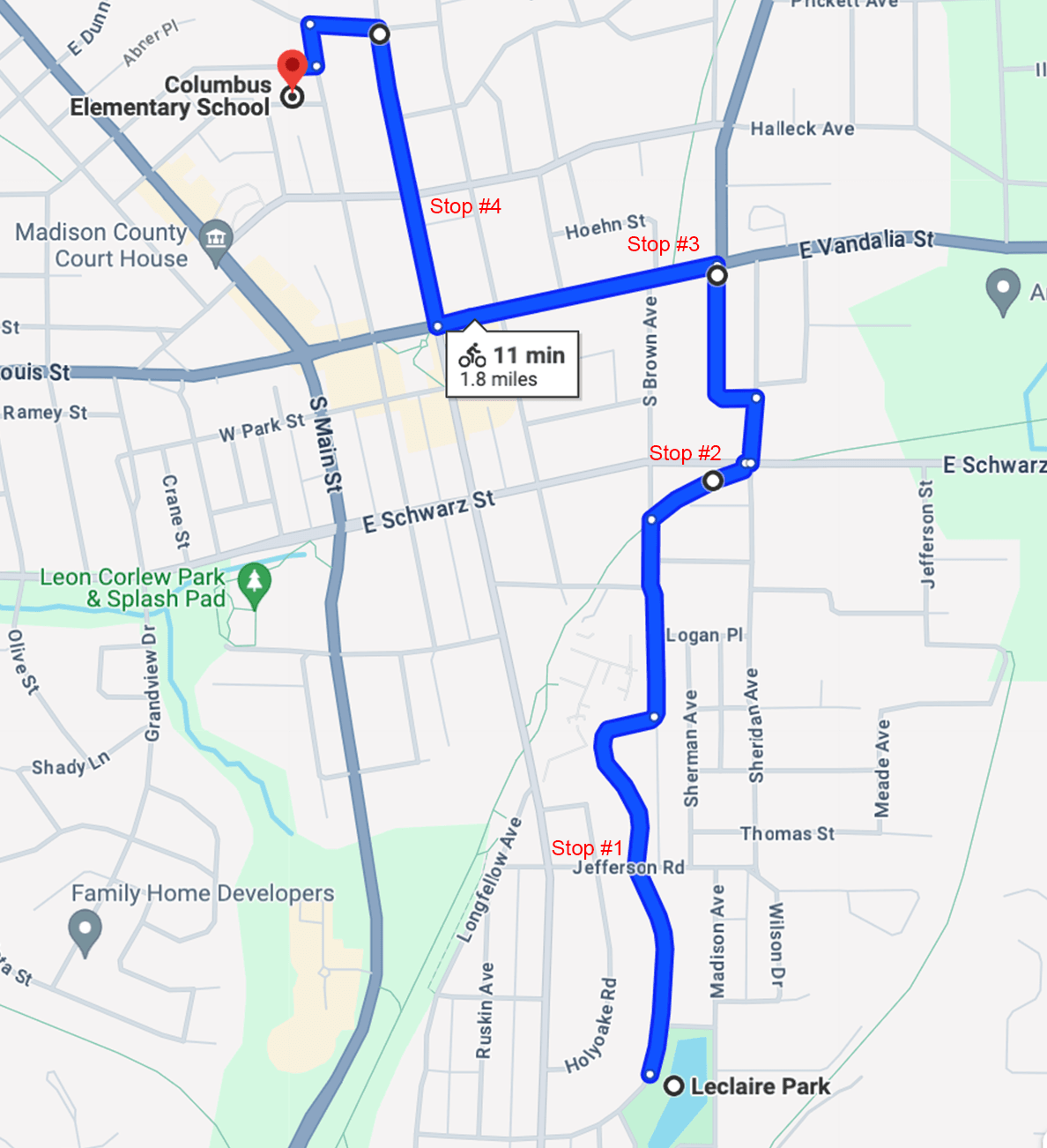 Columbus Bike Bus route-spring24