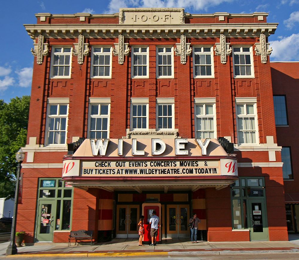 This image shows the front of the Wildey Theatre in Edwardsville