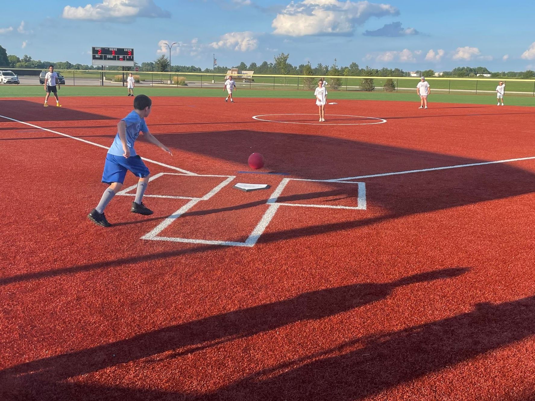 Youth Kickball ball being kicked